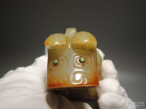 仿古工艺品 玉器 商周跽坐跪人型玉熊 和田玉